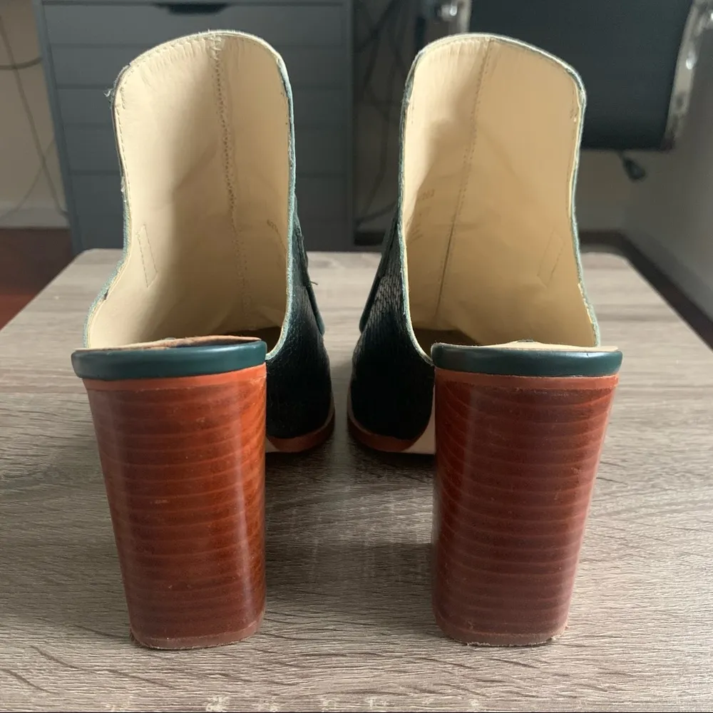 Zara | Green Leather Snake Print Mules 36 - Image 3