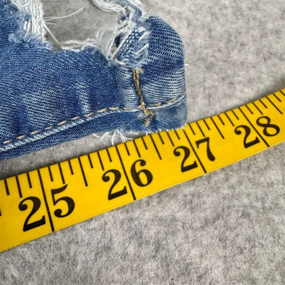 Torrid  Women's Medium Blue Distressed Jeggings Plus Size 22T Raw Hem Stretch - Image 7