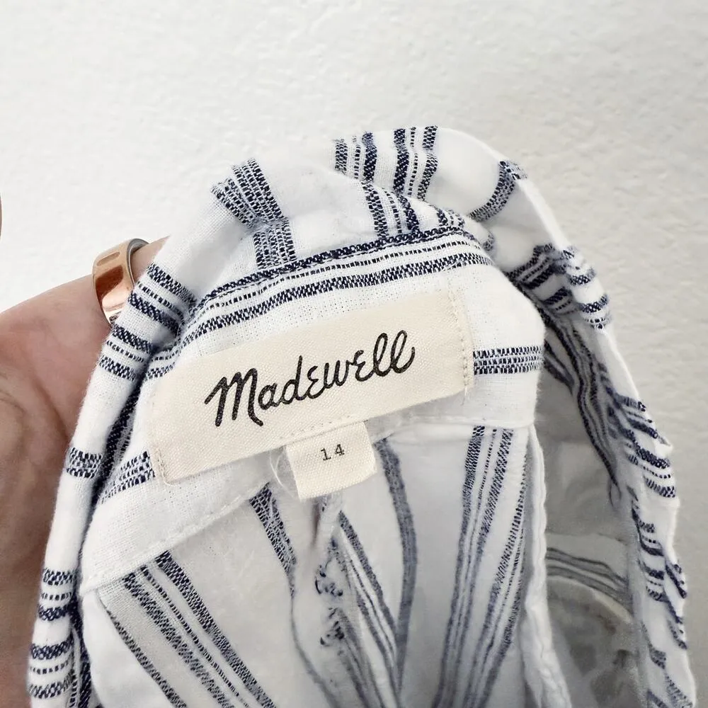 [Madewell] Baltic Striped High Waist Paperbag Straight Leg Linen Blend Pants 14 - Image 12