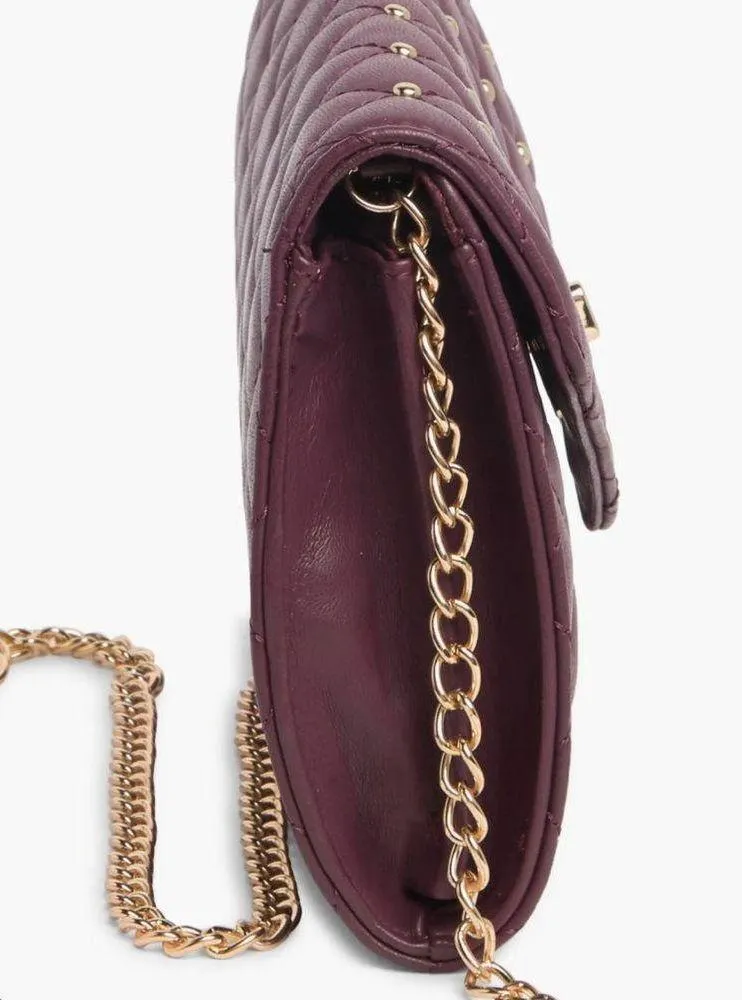 NWT BADGLEY MISCHKA convertible Crossbody Purse Bag w/Diamond Quilting; Plum - Image 8