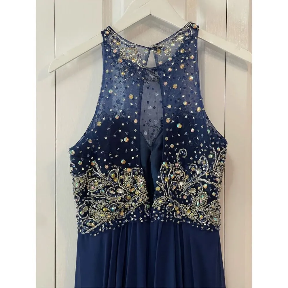 Faviana Glamour navy beaded gown Labeled Size 12 but altered - Image 7