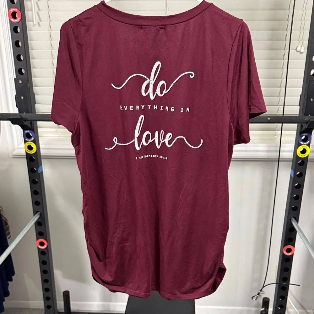 LARA Women's Burgundy Short Sleeve Tee Red Size XL - Image 2