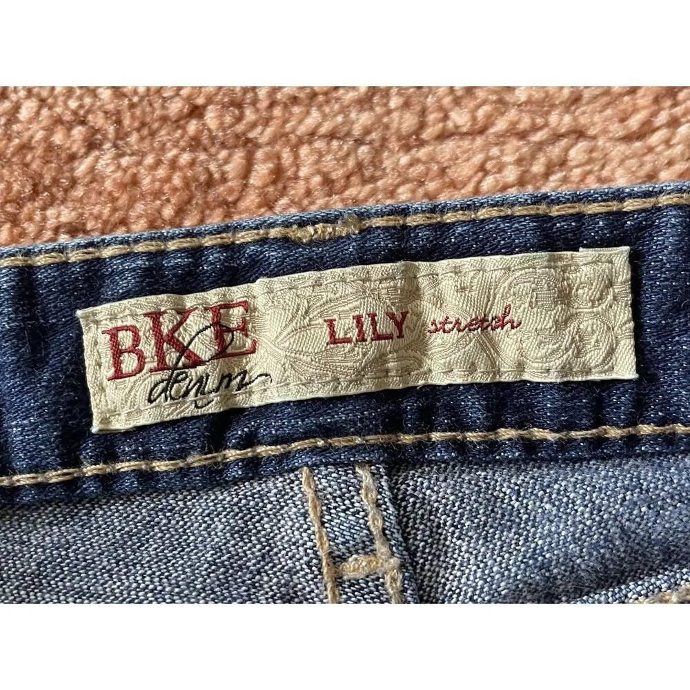 BKE Denim Lily Stretch Crop Jeans Size 28 Blue Mid Rise Flare Capri - Image 2