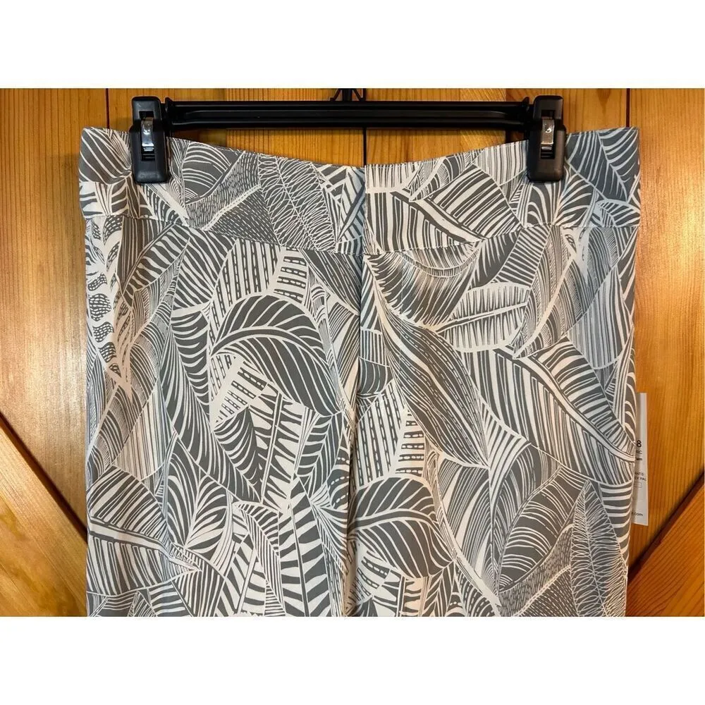 Ecru Gray White Palm Leaf Floral Silk Wide Leg Pants Size 8 nwt (4711) - Image 3