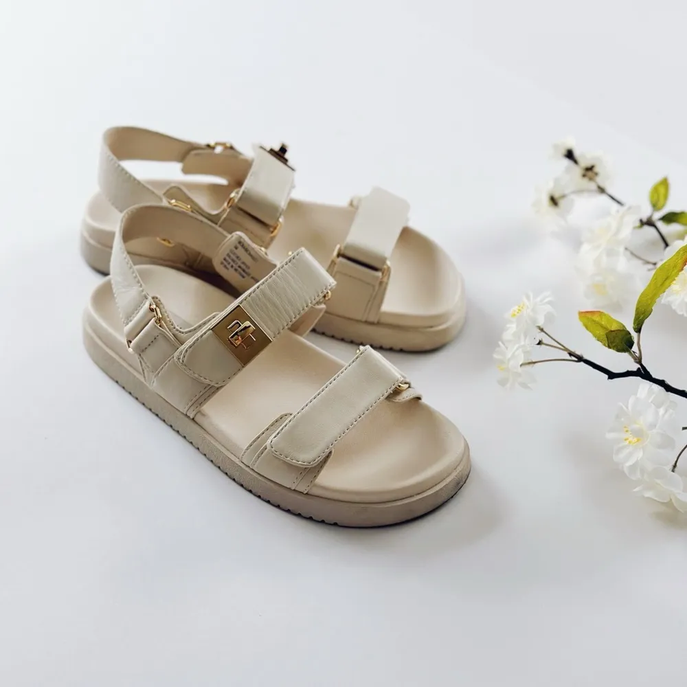 Steve Madden Mona Bone Leather Multi Strap Sandals Shoe Comfortable Size 5 - Image 2