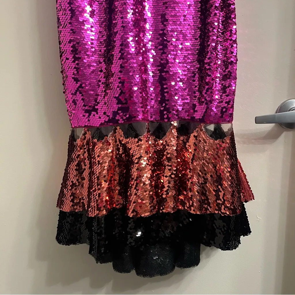 NWT Sachin + Babi Maslak Sequin Flounce Hem Midi Dress Size 8 Pink - Image 8