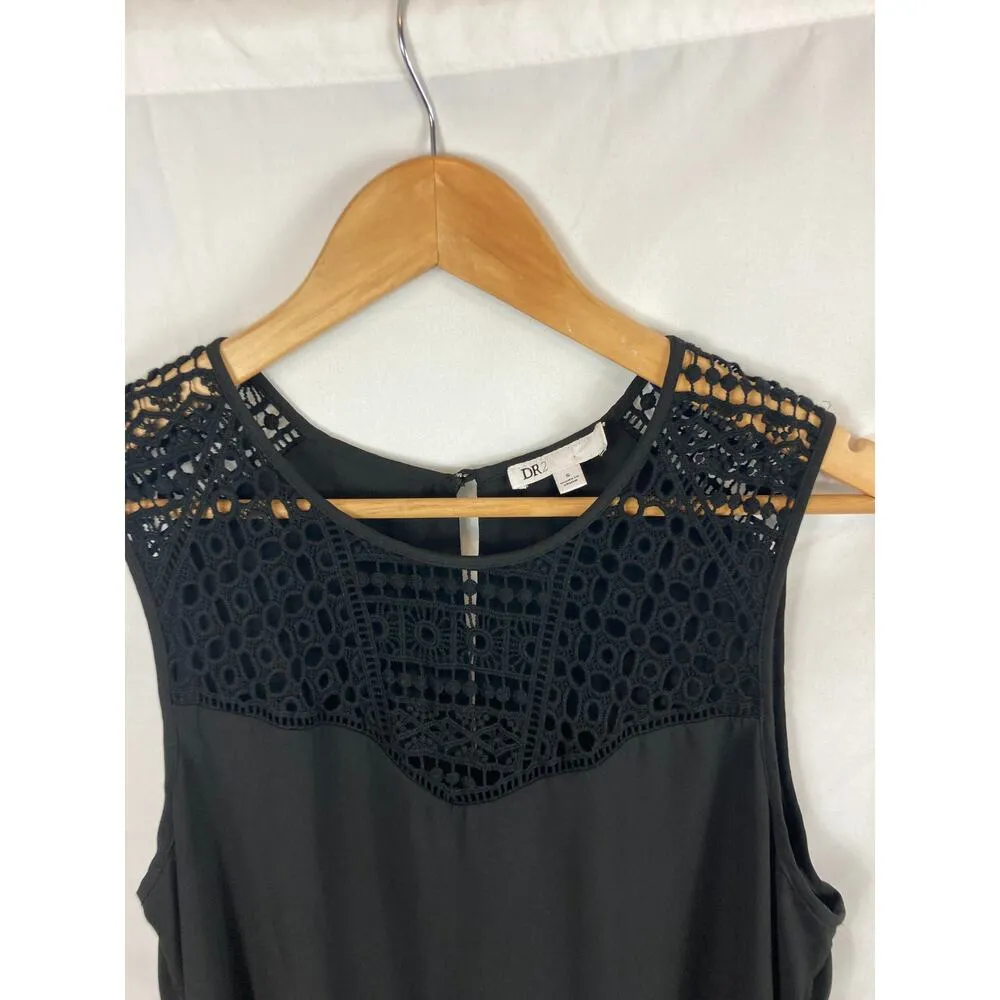 Dr2 Crochet Top Chiffon Dress Black Size Small - Image 2