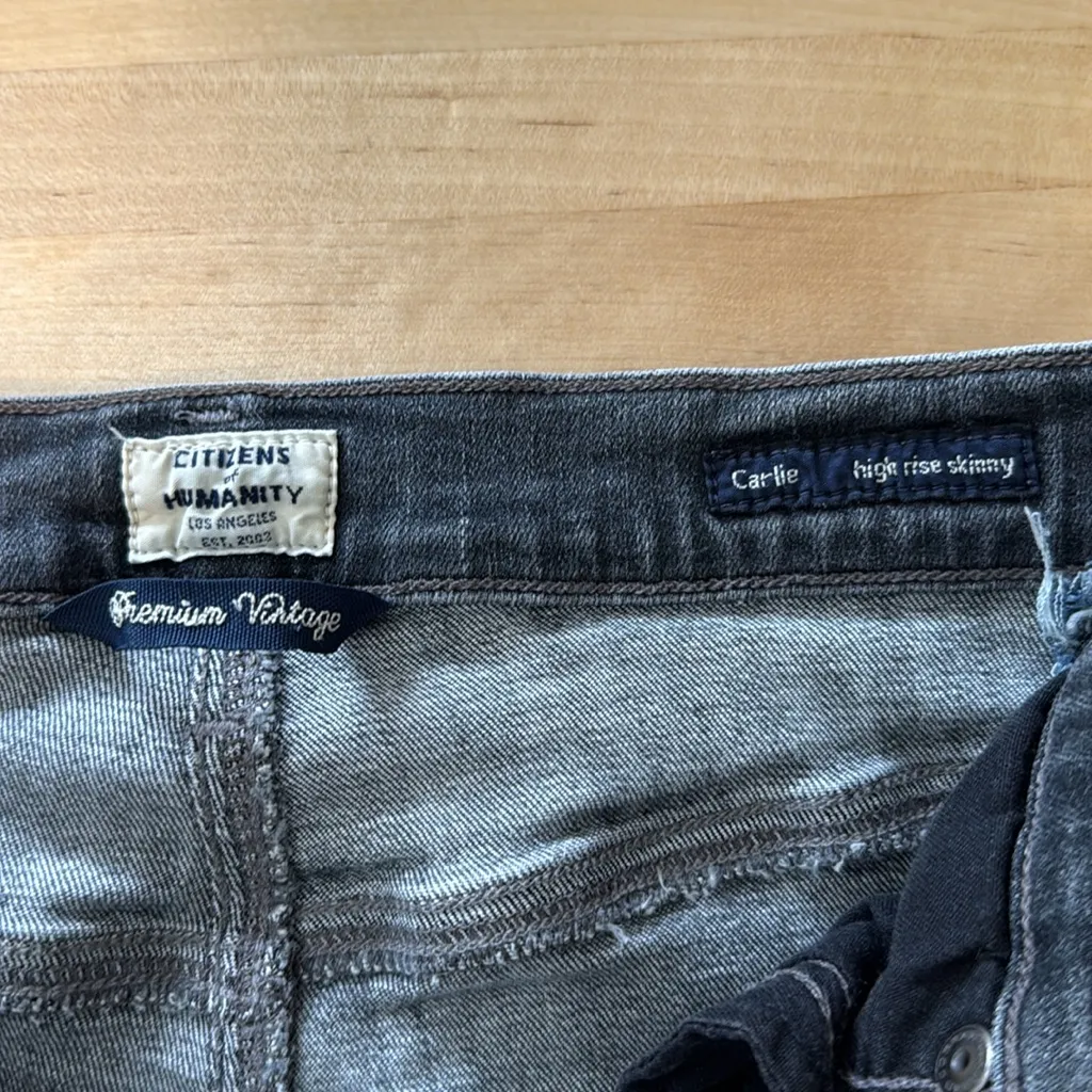 Citizens Of Humanity Carlie High Rise Skinny Gray Distressed Jeans, 26 - Image 7