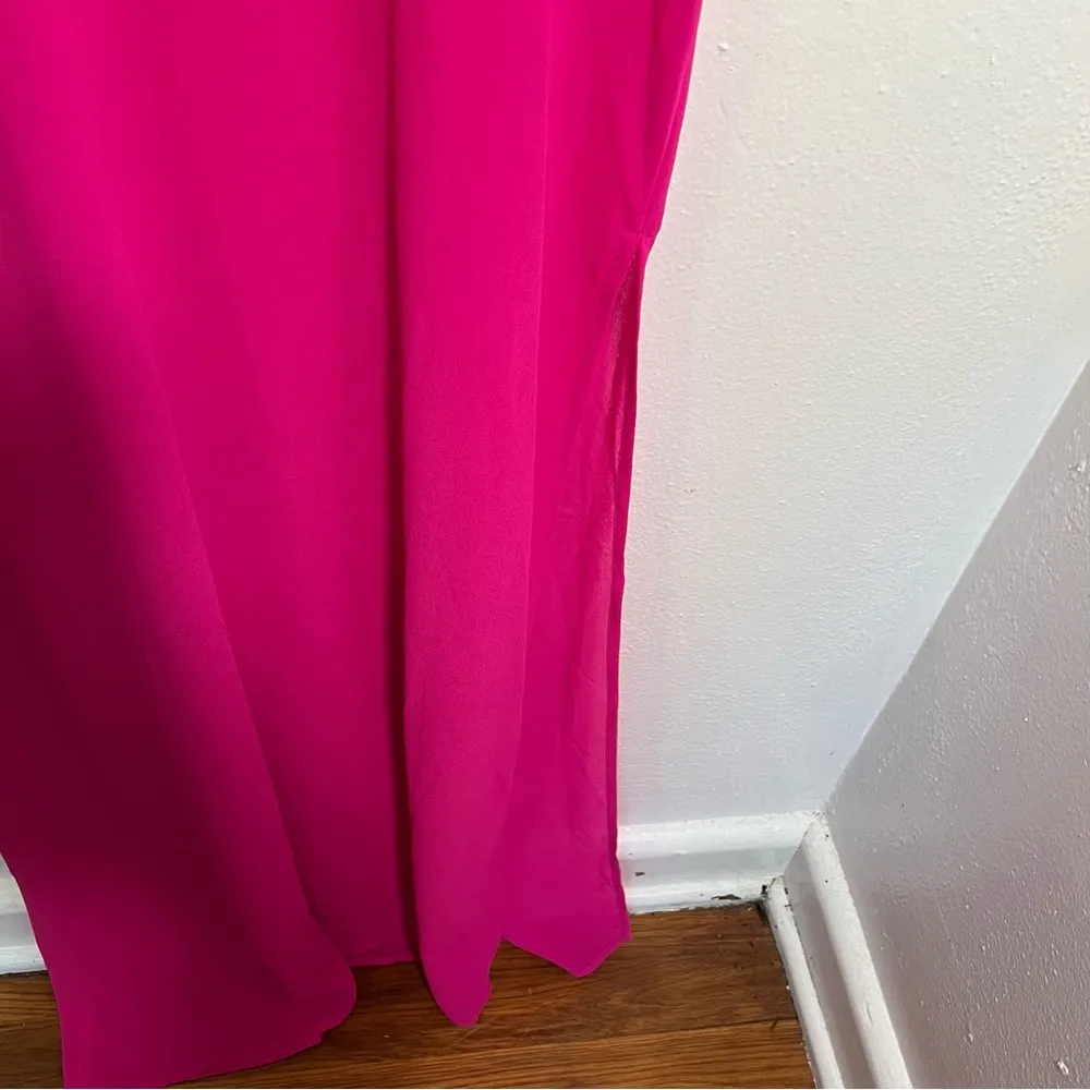 Sleeveless Sheer Maxi Dress Cover Up Pink Orange Colorblock Size M - Image 8