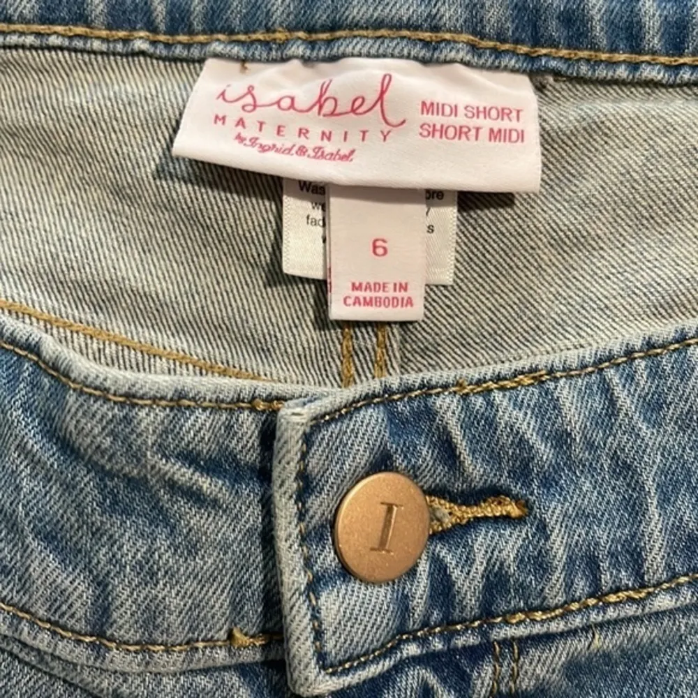 Isabel Maternity Jean Shorts Mini Short Short Midi Size 6 EUC #6127 Blue - Image 2