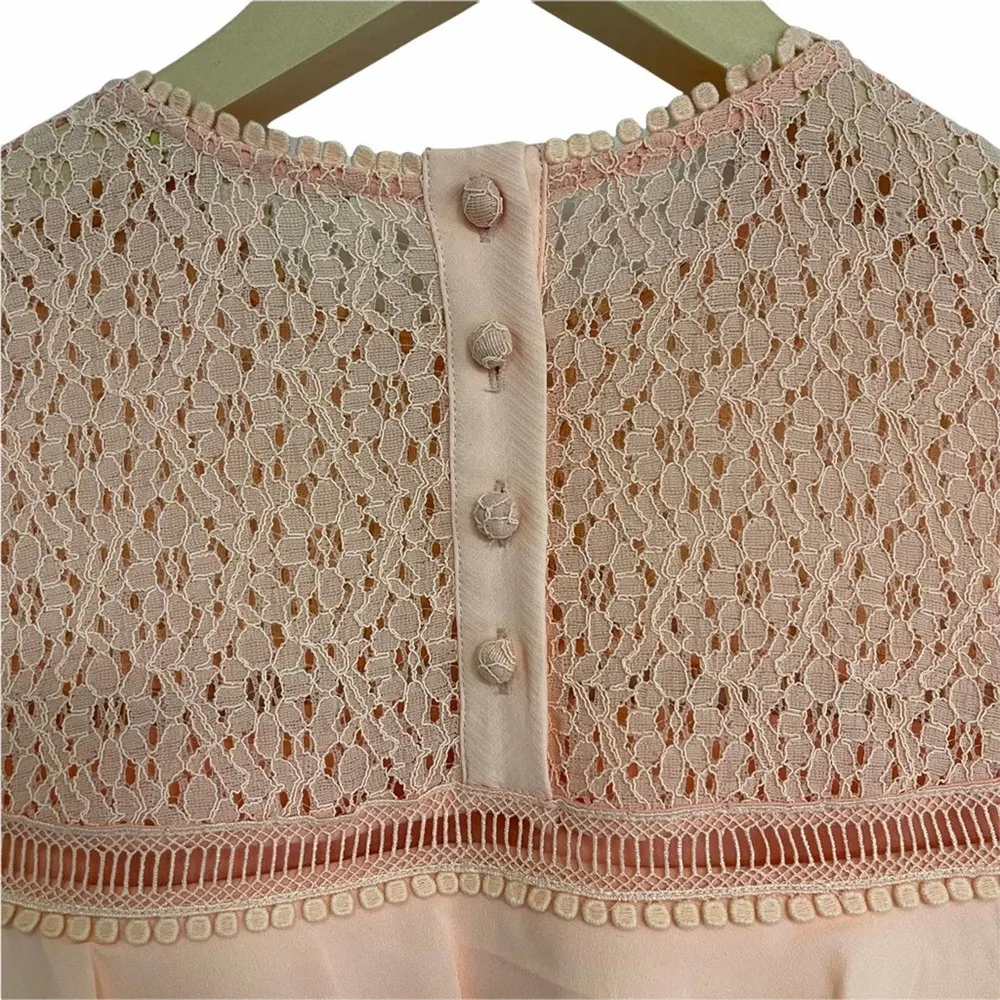 GIANNI BINI Dress Size Medium Sady Peach Lace Ruffles Crochet Coastal Wedding - Image 9