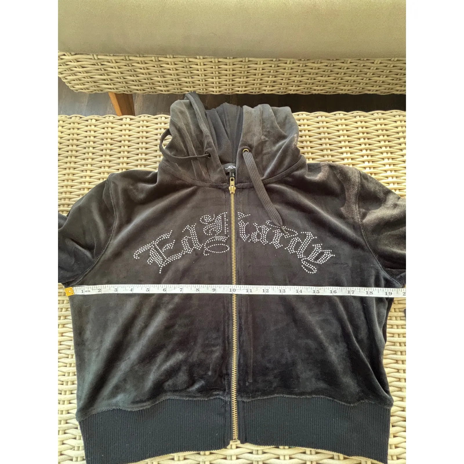 Ed Hardy NWT Silver Tiger Velour Zip Up Hoodie Large Rhinestone Y2K athleisure - Image 8