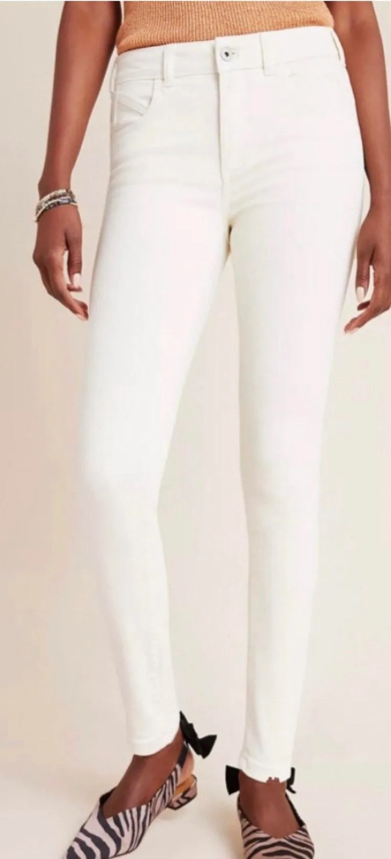 NWT $118  White High Rise Denim Leggings 33T - Image 2