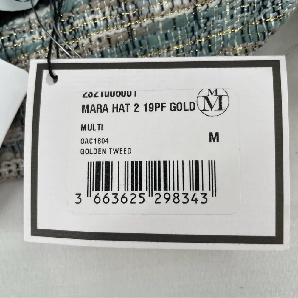 NEW Maison Michel Paris Mara Elegant Tweed Bucket Hat Blue Gold Plaid Size M - Image 12