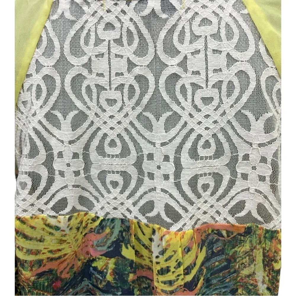 Figueroa Flower Womens
Boho Peasant Top Tie
Neck Sheer 3/4 Sleeve size L Yellow Size L - Image 7