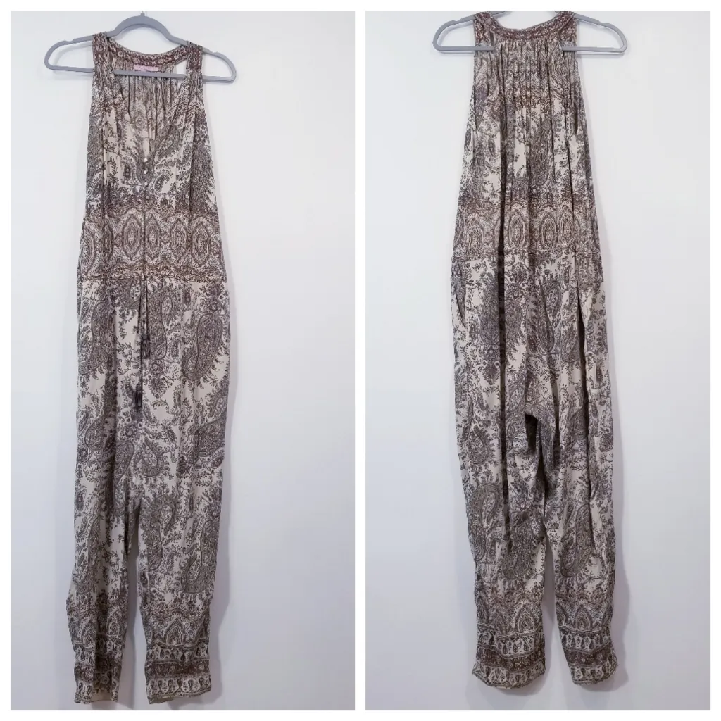 CALYPSO St. Bart Women's Paisley Tasseled Jumpsuit Silk Blend Sleeveless - Image 4