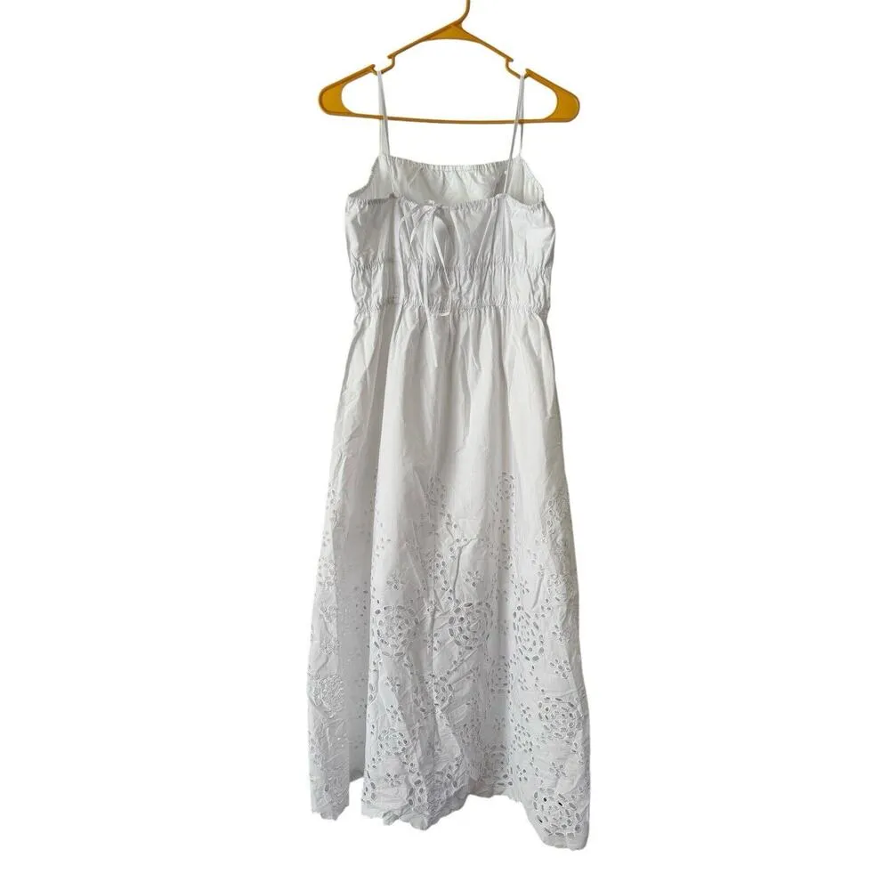 NWT Madewell White Embroidered Tank Midi Dress In Poplin Empire Waist Size 12 - Image 5