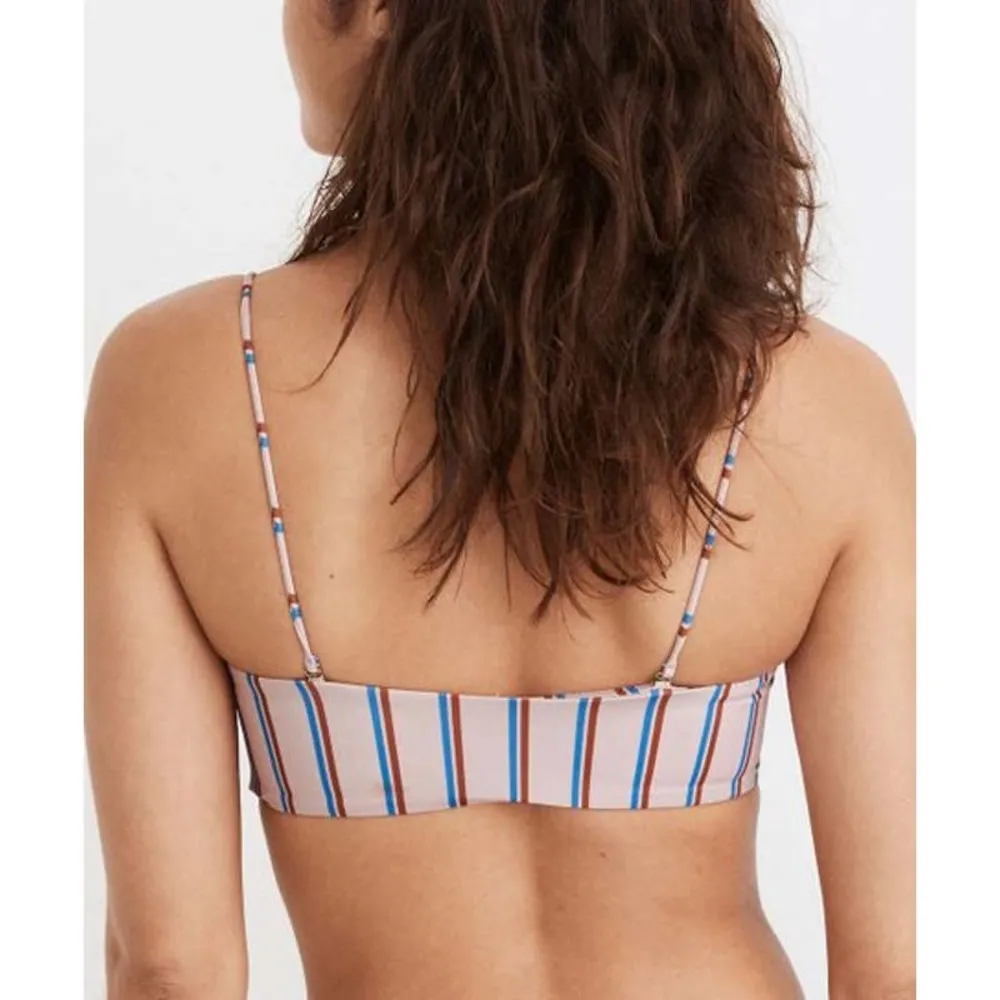 Madewell Second Wave Spaghetti Strap Bandeau Bikini Top in Paseo Stripe XS NEW - Image 2