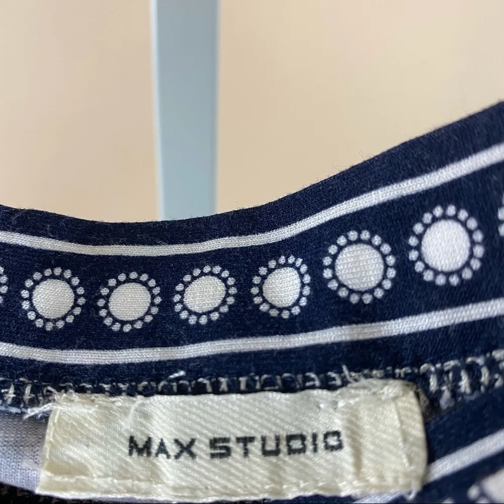 Women’s Max Studio Size 32 Navy Blue Wrap Skirt Mod Retro Ruffle Layered - Image 5