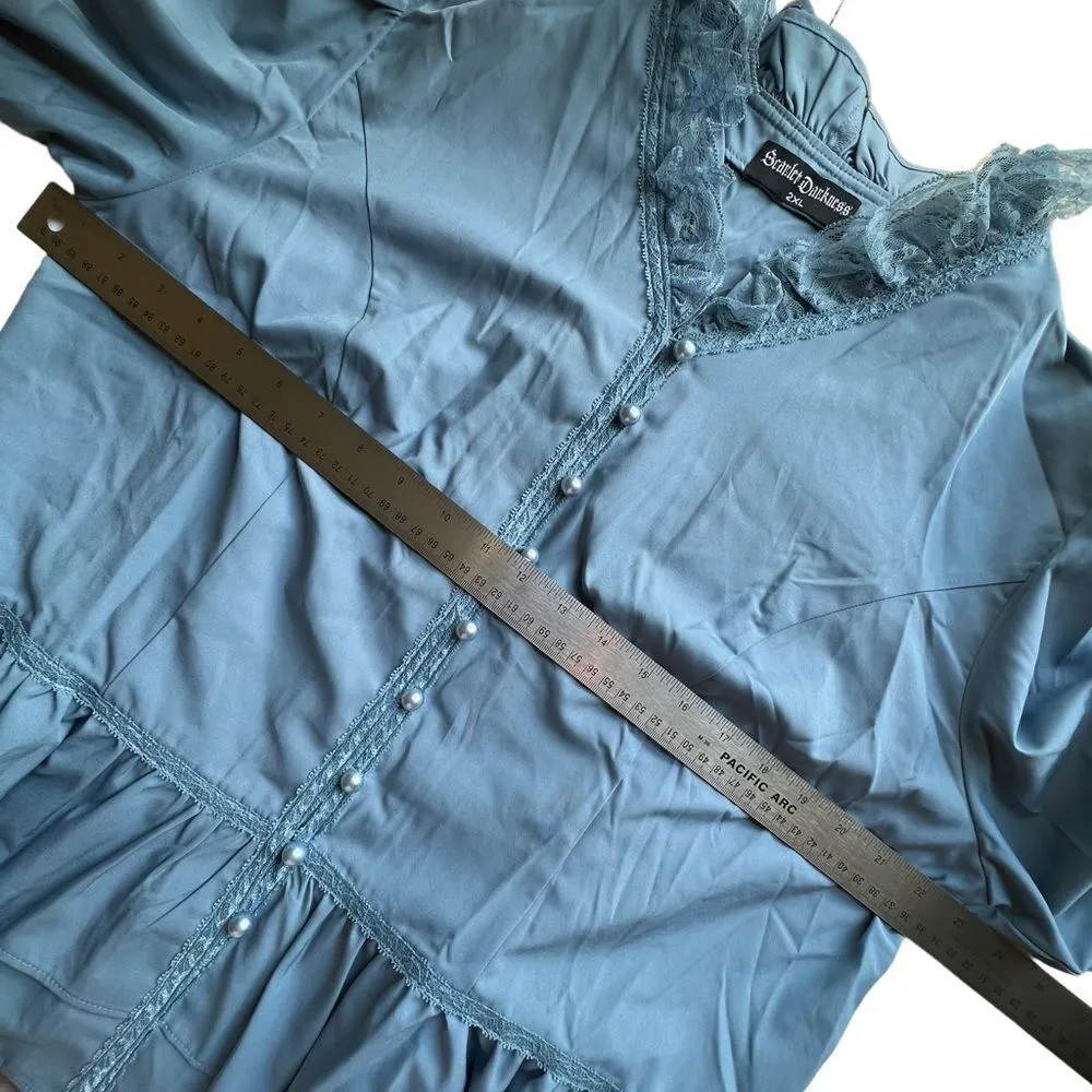 Scarlet Darkness Victorian Button Up Blouse Blue Size undefined - Image 8