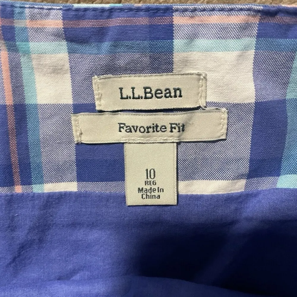LL Bean Skirt Womens 10 Favorite Fit Mini Blue Plaid Skirt 100% Cotton 286376 - Image 2