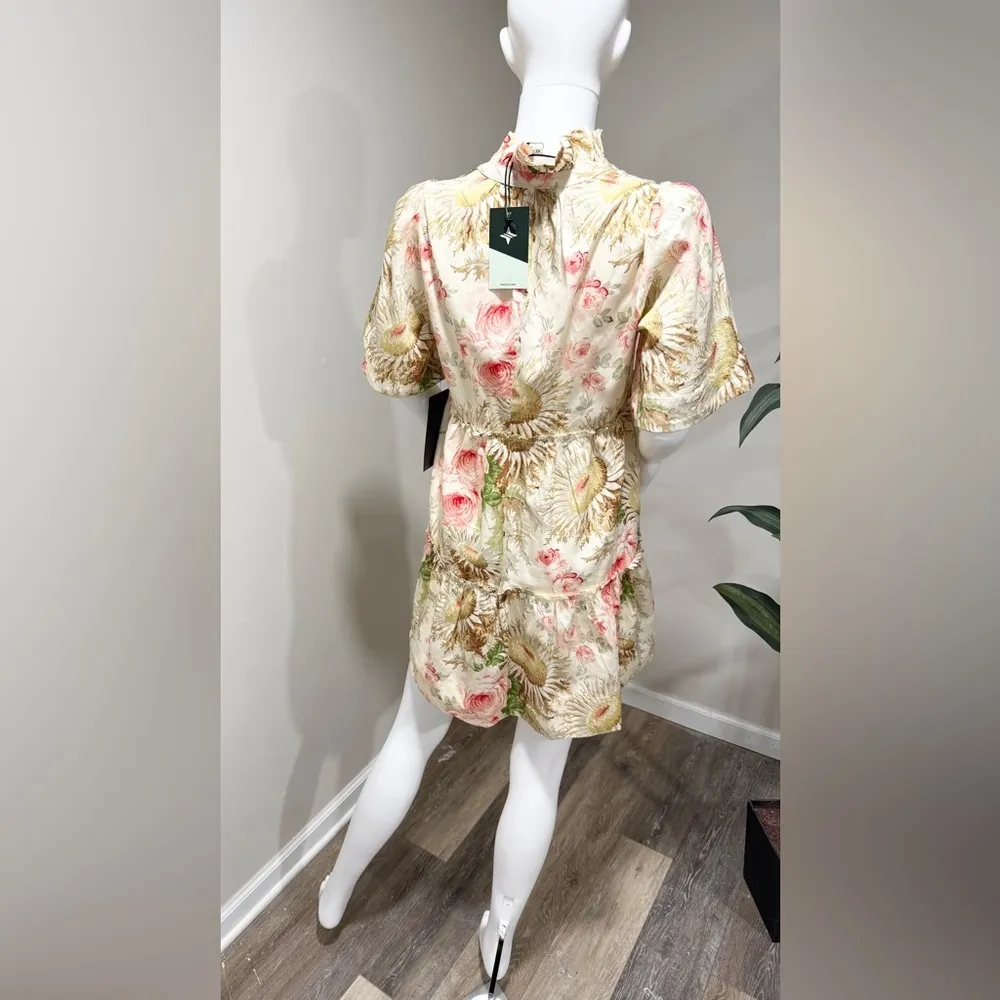Tuckernuck Kenzo Mini Dress XL Pink Floral Sunflower Ruffle Sleeve NWT - Image 7