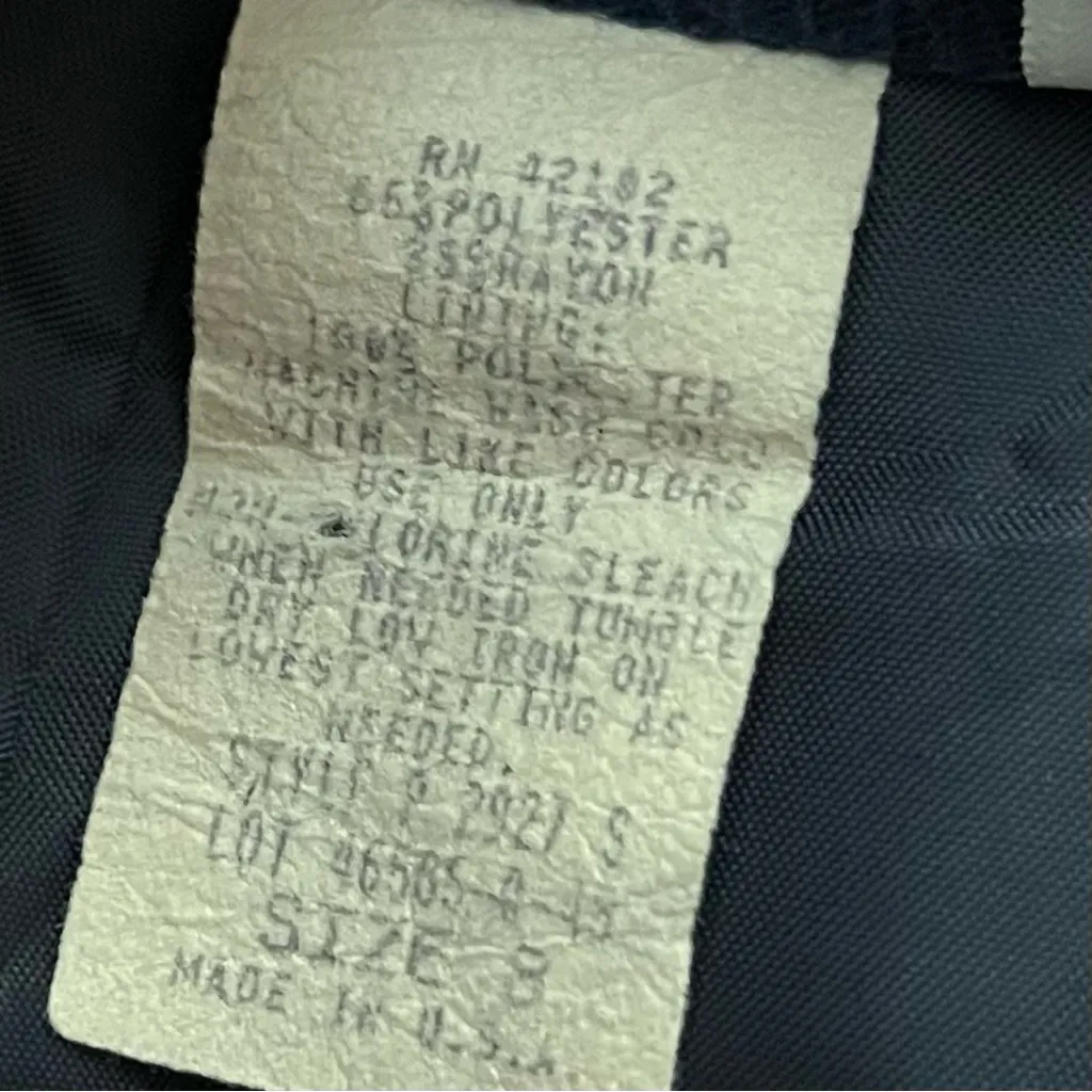 Vintage 90s Michele New York High Waist Midi Pencil Skirt Back Slit Navy 8 Blue - Image 4