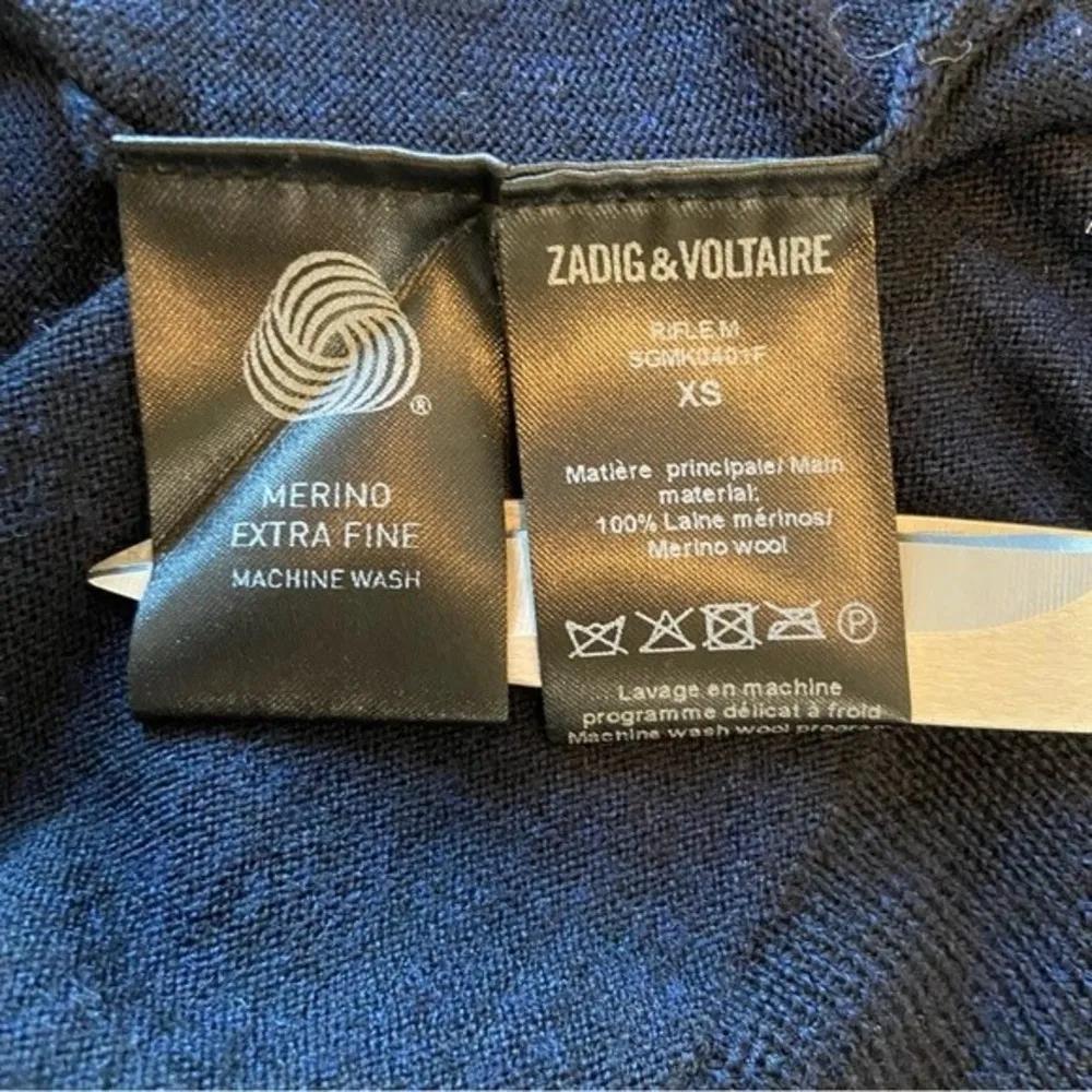 Zadig & Voltaire Wool Blue Rifle Dress Size XS V-Neck Sleeveless Tunic Oversized - Image 11