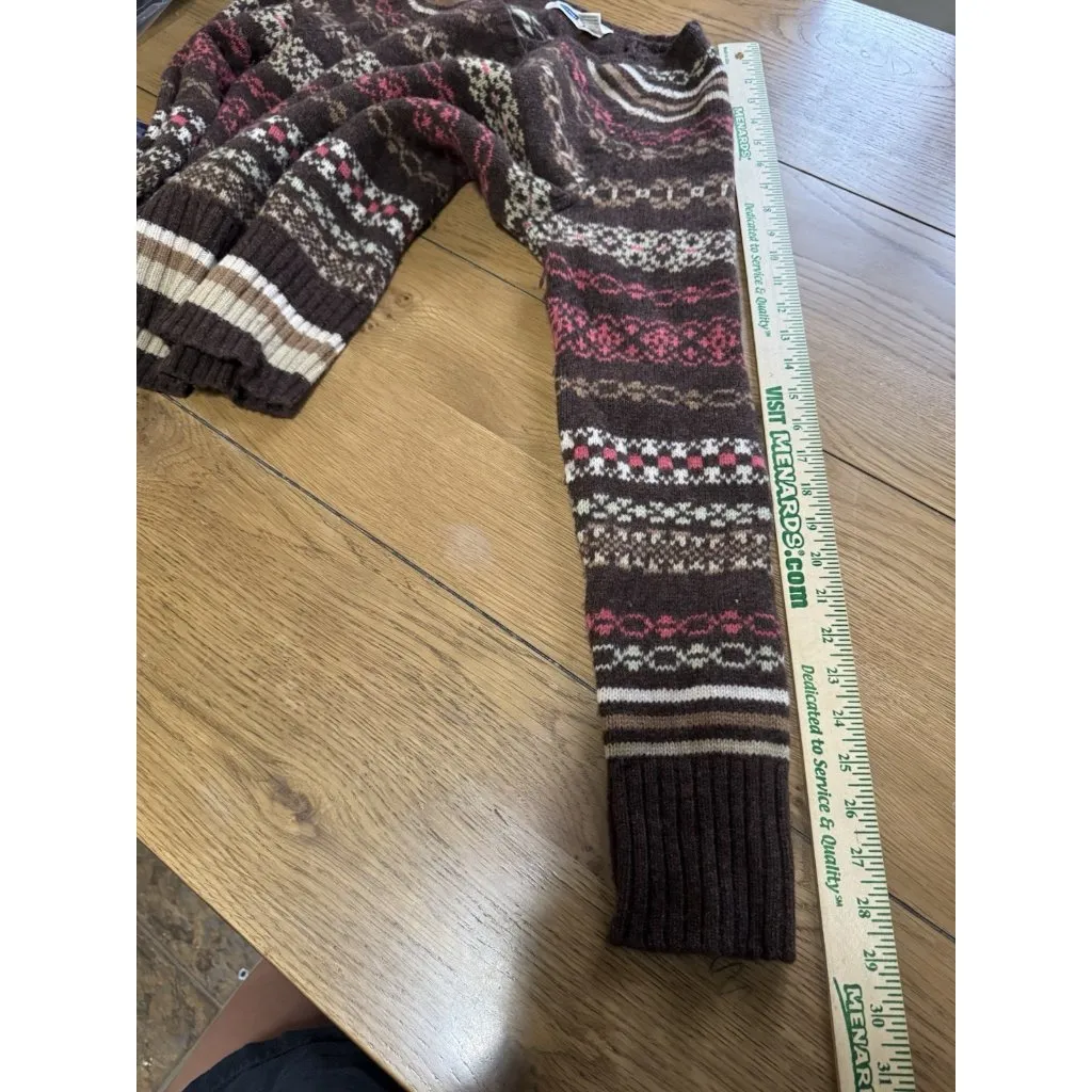 Old Navy Fair Isle Sweater V Neck Pullover Lambswool‎ Sz Large Holiday Christmas - Image 6