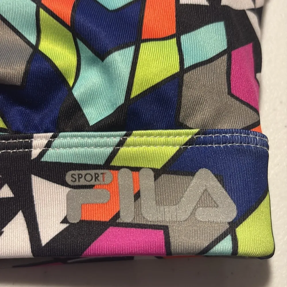 Fila Sport Mutlicolor Geometric Print Lightly Padded Sports Running Bra | Large - Image 8