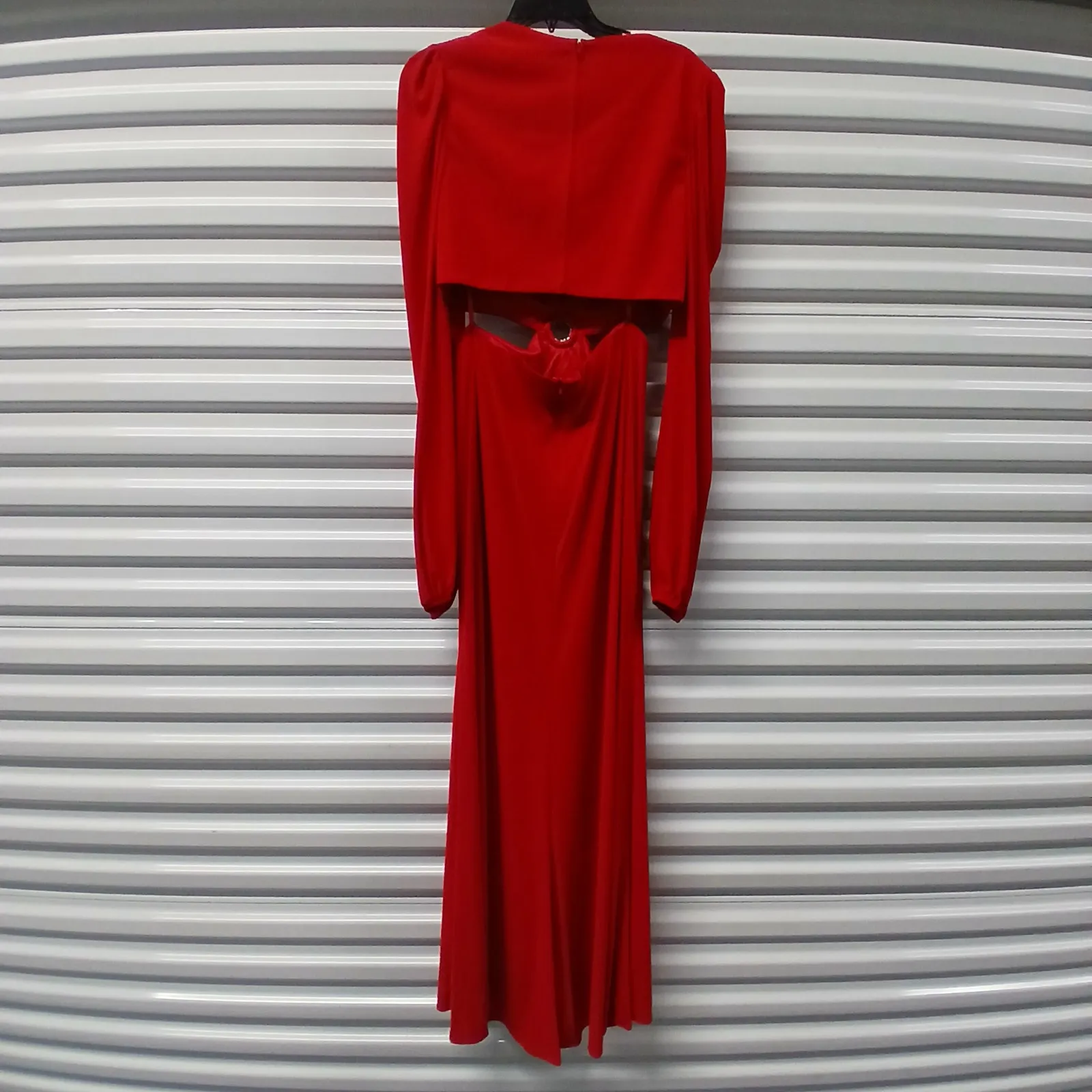 Mac Duggal Ieena Formal Evening Gown Womens 10 Red Sexy Maxi Dress Wedding Party - Image 5