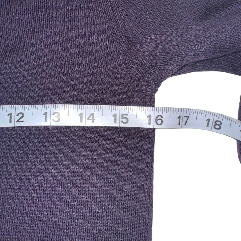 Ralph Lauren Jeans Company Wool Ribbed V-Neck Purple Sweater Top MEDIUM W/ Crest - Image 4