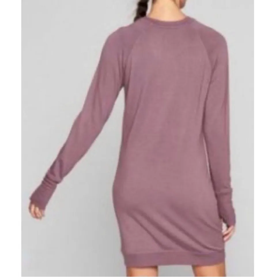 NWT ATHLETA Criss Cross Sweatshirt Dress Purple Plum Size SMALL Modal Mini Dress - Image 2