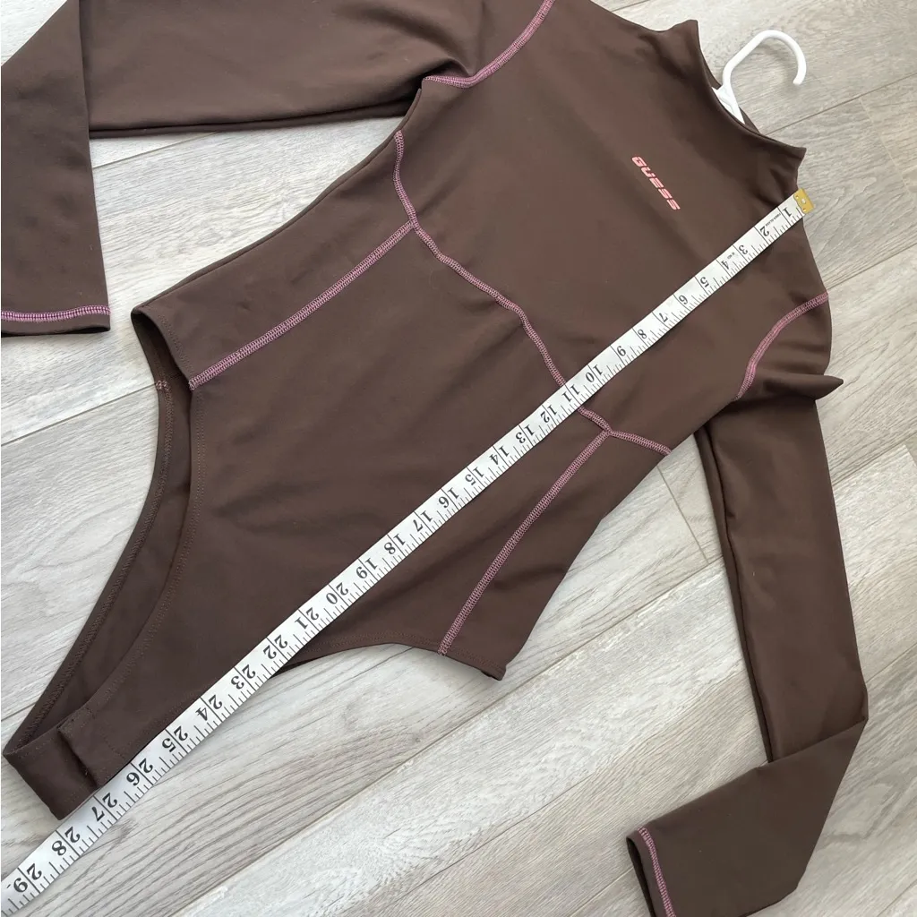 Guess Chelsea Bodysuit high neck long sleeve womens Brown small going out party - Image 5