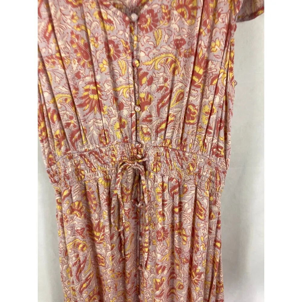 Lucky Brand Patterned Floral Flutter Sleeve Maxi Dress Size Medium - Image 3