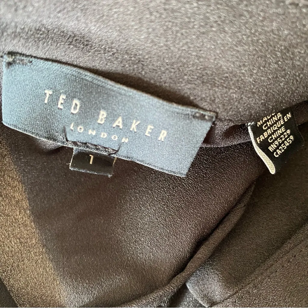 Ted Baker Mersea Black Knit Pencil Dress Neck Bow size 1 US Small - Image 11