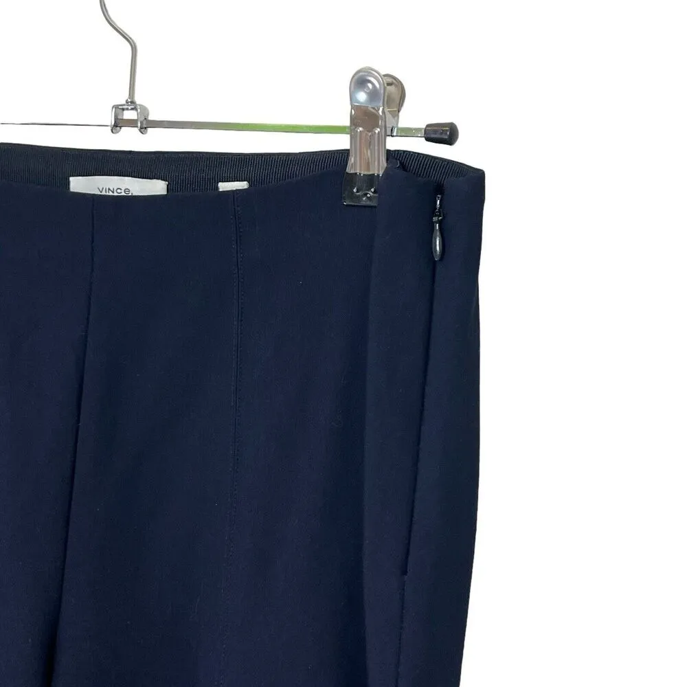 Vince Stitch Front Seamed Pants Straight Leg Cropped Split Hem Navy Size M - Image 7