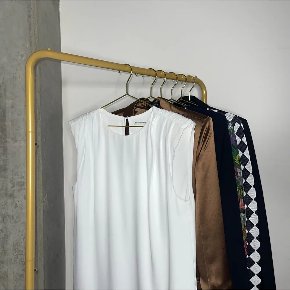 Abercrombie & Fitch White Minimalist Padded Shoulder Sleeveless Mini Dress - Image 2