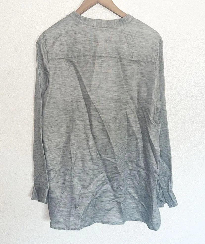 J. Jill Linen Blend Gray Half Button Long Sleeve Women’s Blouse - Image 8