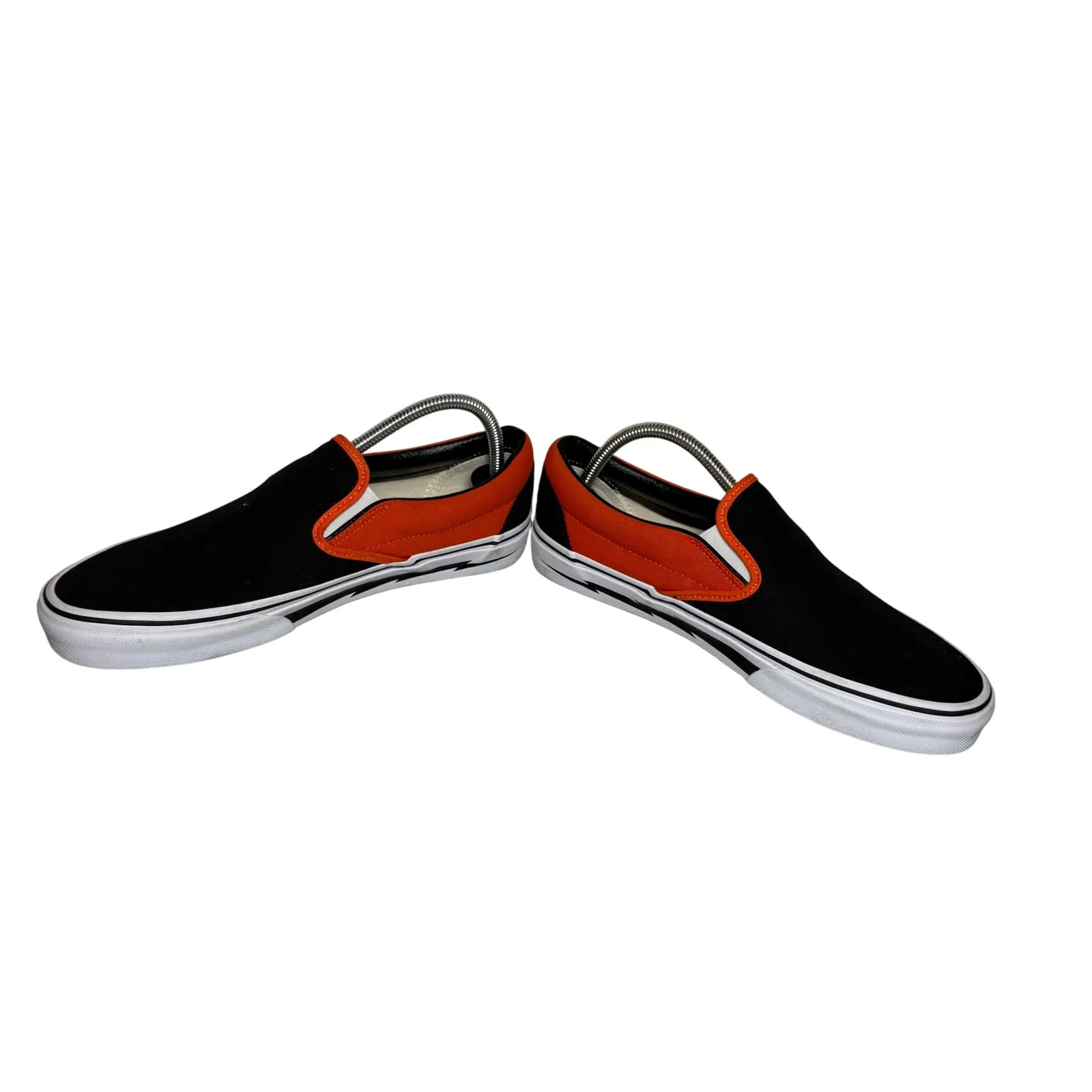 Vans Custom Slip On CHEER Black Orange Lightning Women's Shoes Size 9‎ Men's 8 - Image 3