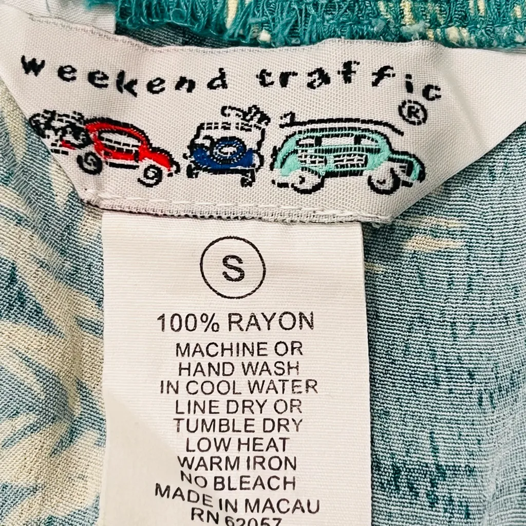 Hawaiian women’s Linen Wide Leg Cropped Tropical Print Elastic Womens size S - Image 10