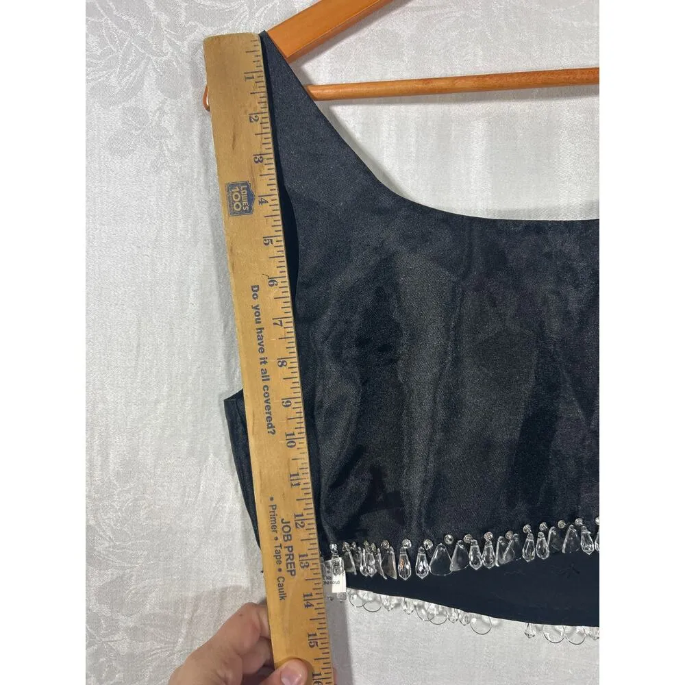 Zara Crop Top XS Black Satin Beaded Festival NEW - Image 10