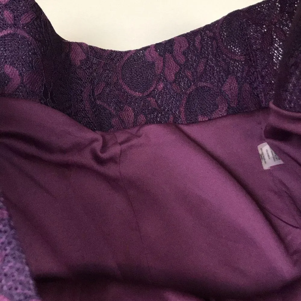 Calvin Klein Women’s Purple Flora Lace Puff Skirt Tank A-Line Dress - Image 7