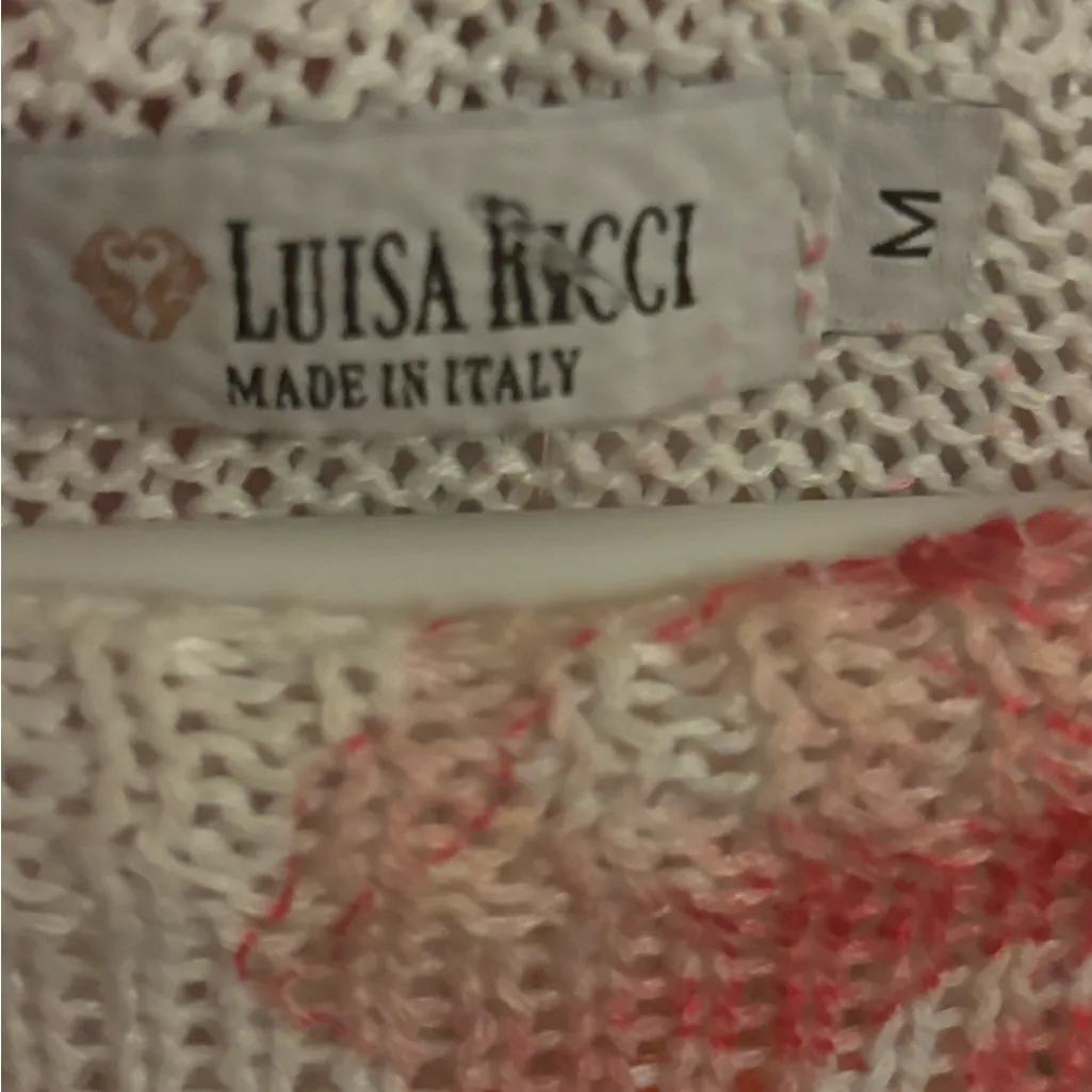 Luisa Ricci‎ Floral Knit Top Style# 3355 Made In Italy Size mediumm White Size M - Image 8