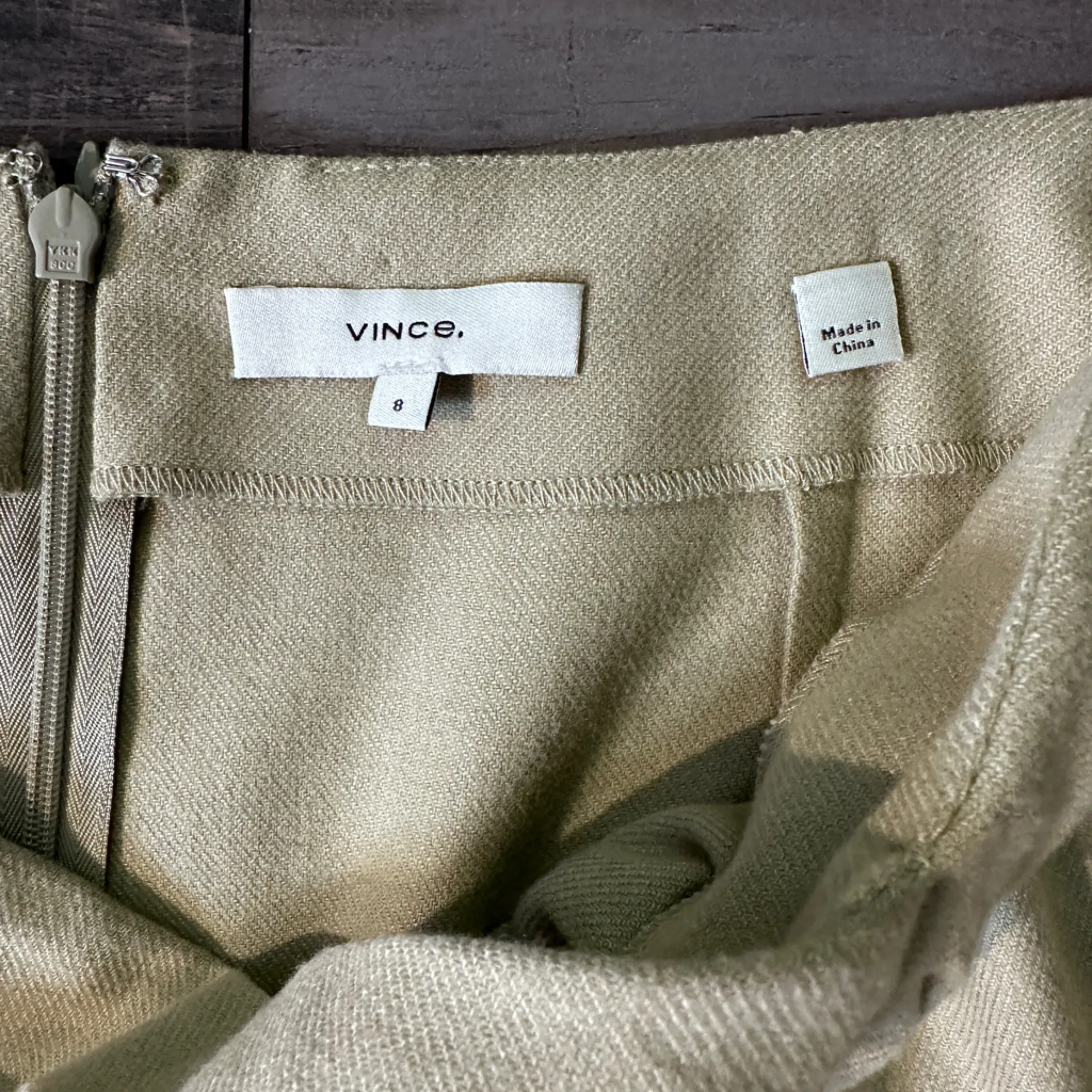 Vince Knotted Faux Wrap Skirt Maxi Length‎ in Yellow Wheat Tan Size 8 Wool Blend - Image 8