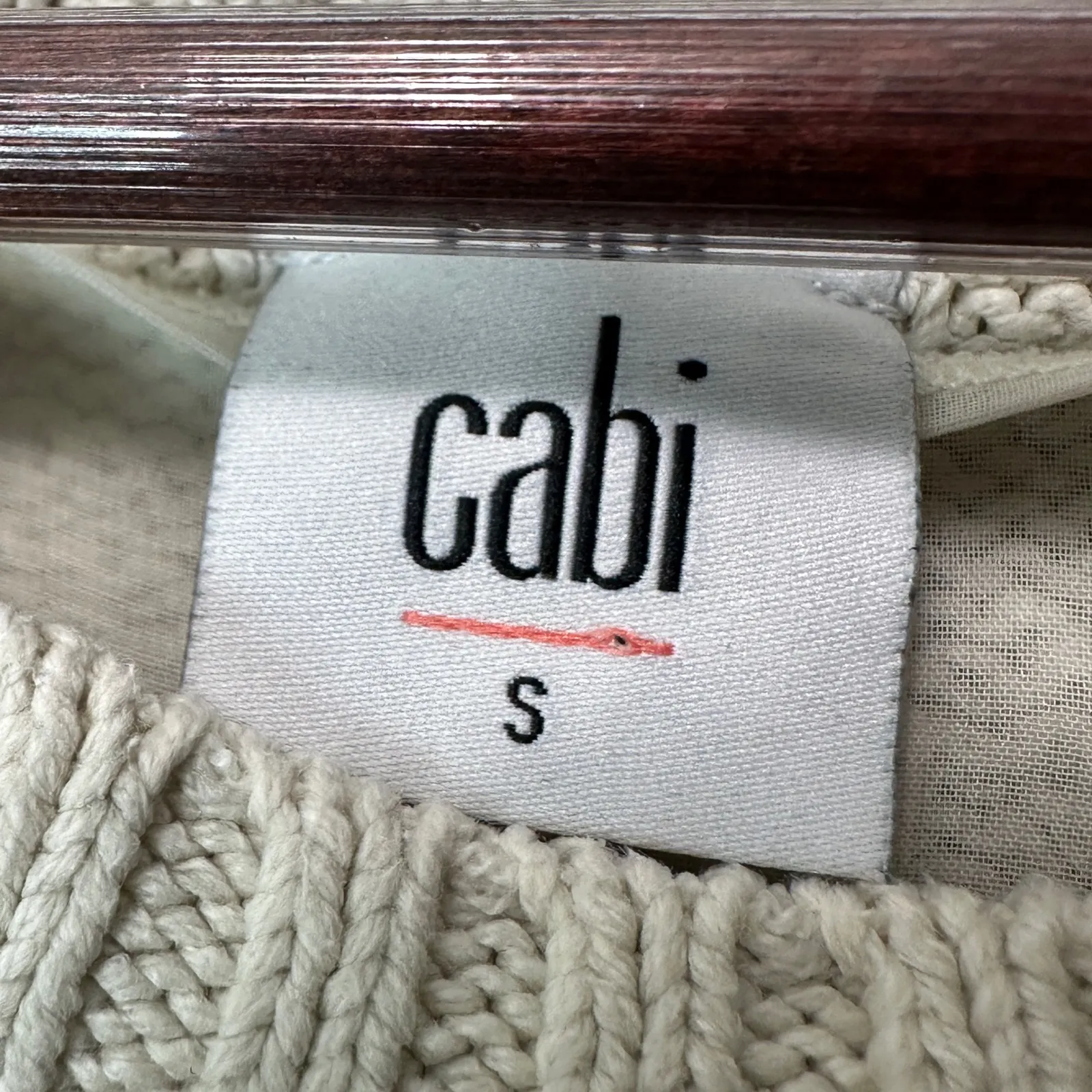Cabi Women Cable Knit Layered Hem Sweater Lace Back Sz S #3157 Cream Cottagecore - Image 5