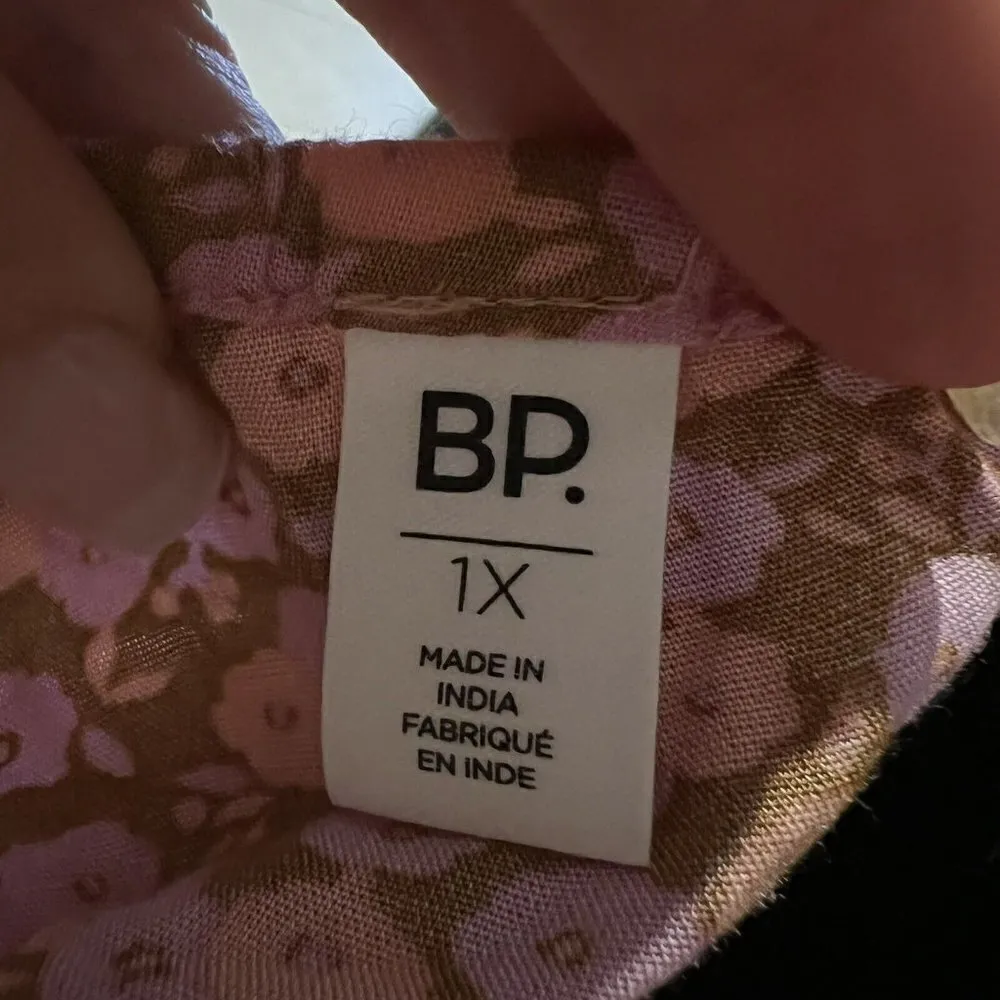 NWT BP Floral smoke Crop tank Top 1X bohemian One-Shoulder Tan Purple - Image 8