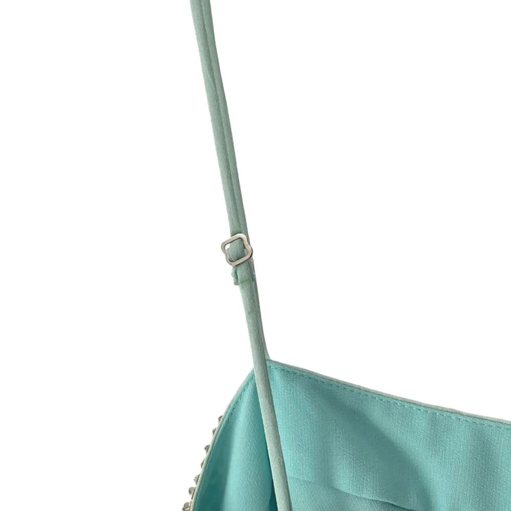 BcbgMaxazria Silk Long Maxi Sequin Blue Watercolor Open Back Dress Gown size 10 - Image 6