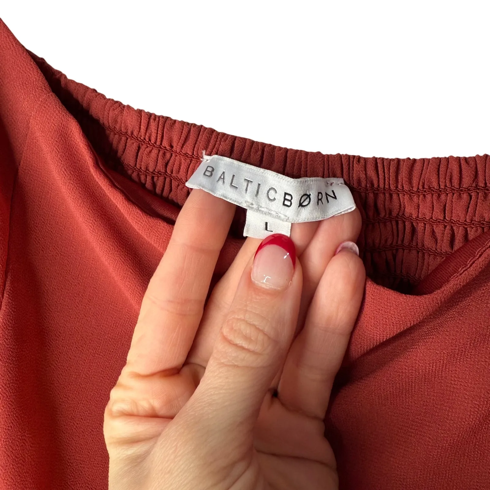 Baltic Born Giselle Rust Square Neck Smocked Bodice Long Sleeve Maxi Dress L - Image 6