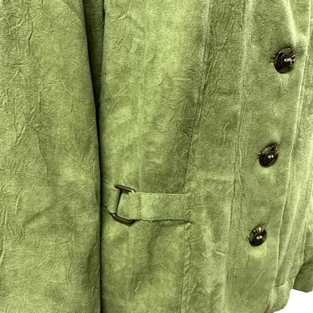 RQT Lightweight Green Faux Suede Buckle Accent 4 Button Blazer Jacket Womens L Size L - Image 3